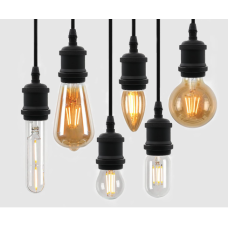 Retro Alumīnija E27 Spuldzes Ietvars Ar Pītu 1 Metra Garu Kabeli (Melna)